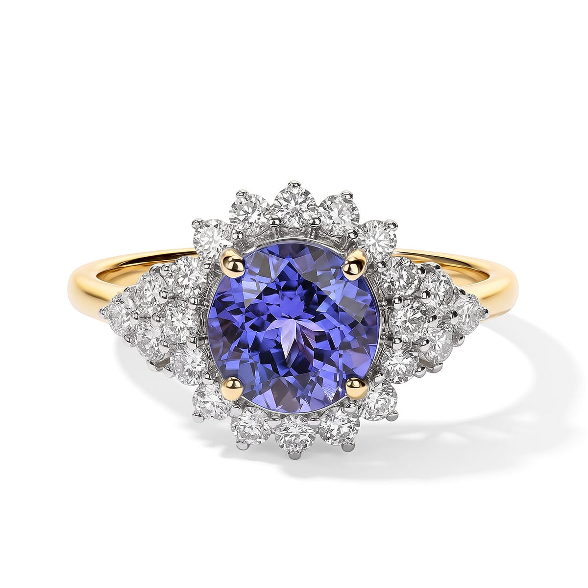 Certified and Appraised 10K Yellow Gold AAA Tanzanite, Luxuriant Lab Grown Diamond (G-H, SI) (0.69 cts) Ring (Size 10.0) 3.19 ctw
