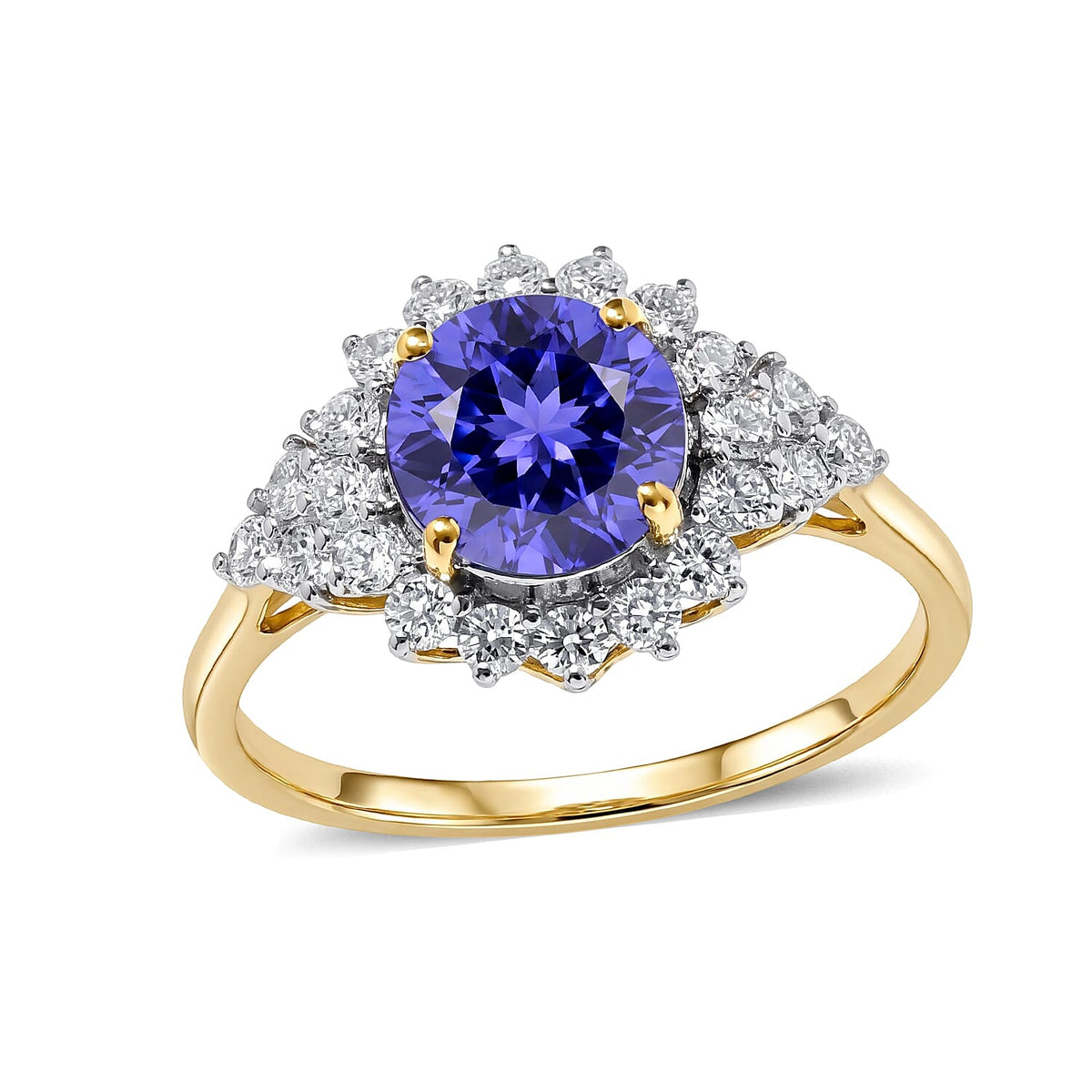 Certified and Appraised 10K Yellow Gold AAA Tanzanite, Luxuriant Lab Grown Diamond (G-H, SI) (0.69 cts) Ring (Size 10.0) 3.19 ctw