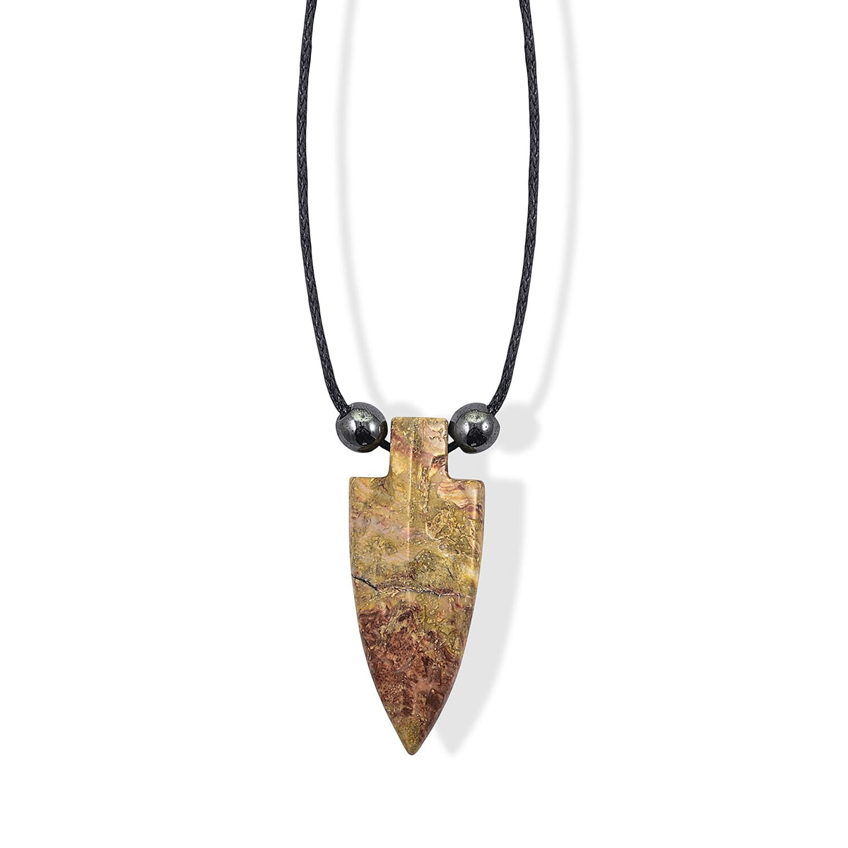 Arrowhead Artistic Jasper and Lava 32.00 ctw Cord Necklace (Adjustable)