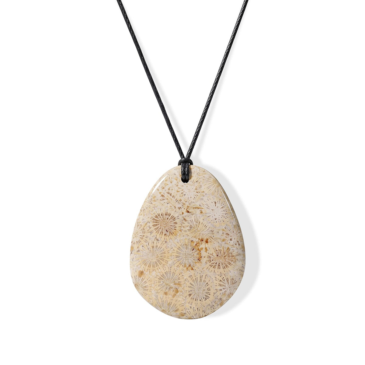 Coral Fossil Jasper 65.00 ctw Cord Necklace (Adjustable)