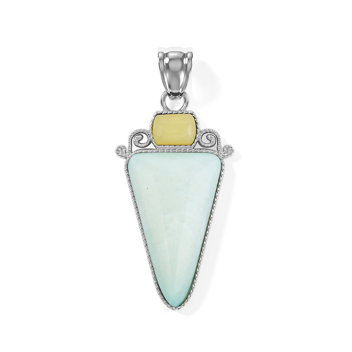 Arrowhead Aquamarine Soutwest and Jade 30.00 ctw Pendant Without Chain in Stainless Steel (Center Stone Varies)