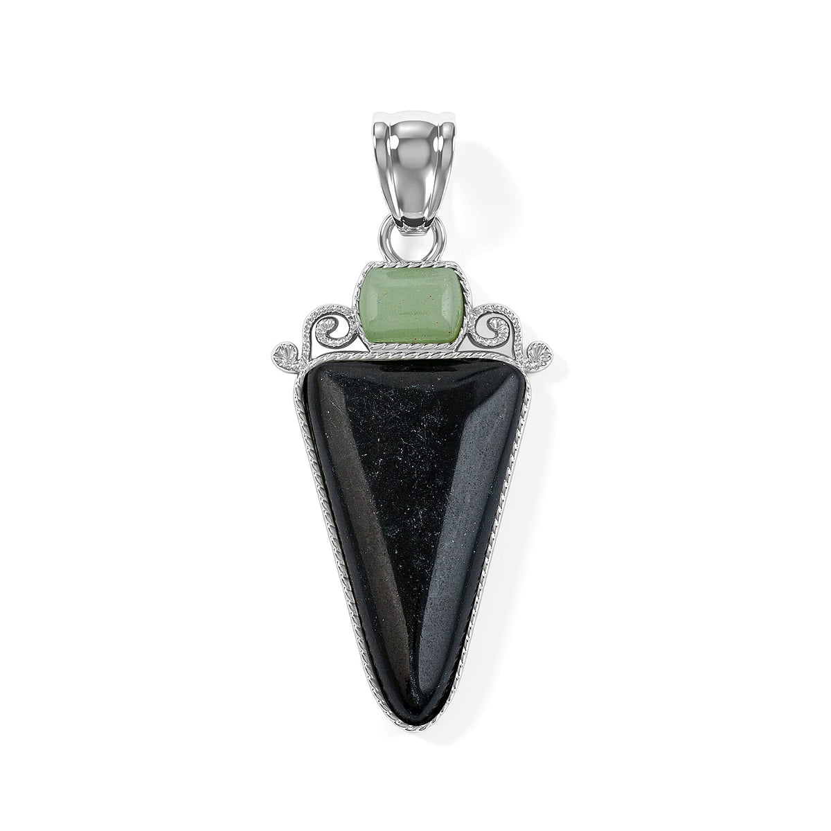 Arrowhead Aquamarine Soutwest and Jade 30.00 ctw Pendant Without Chain in Stainless Steel (Center Stone Varies)