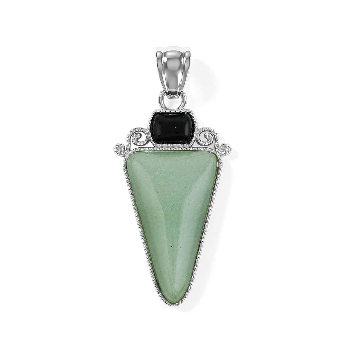 Arrowhead Aquamarine Soutwest and Jade 30.00 ctw Pendant Without Chain in Stainless Steel (Center Stone Varies)