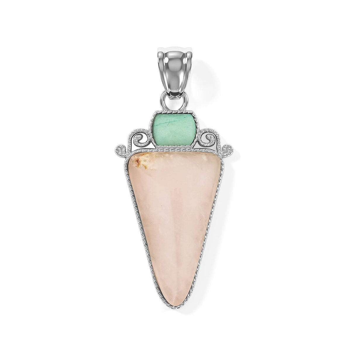 Arrowhead Aquamarine Soutwest and Jade 30.00 ctw Pendant Without Chain in Stainless Steel (Center Stone Varies)