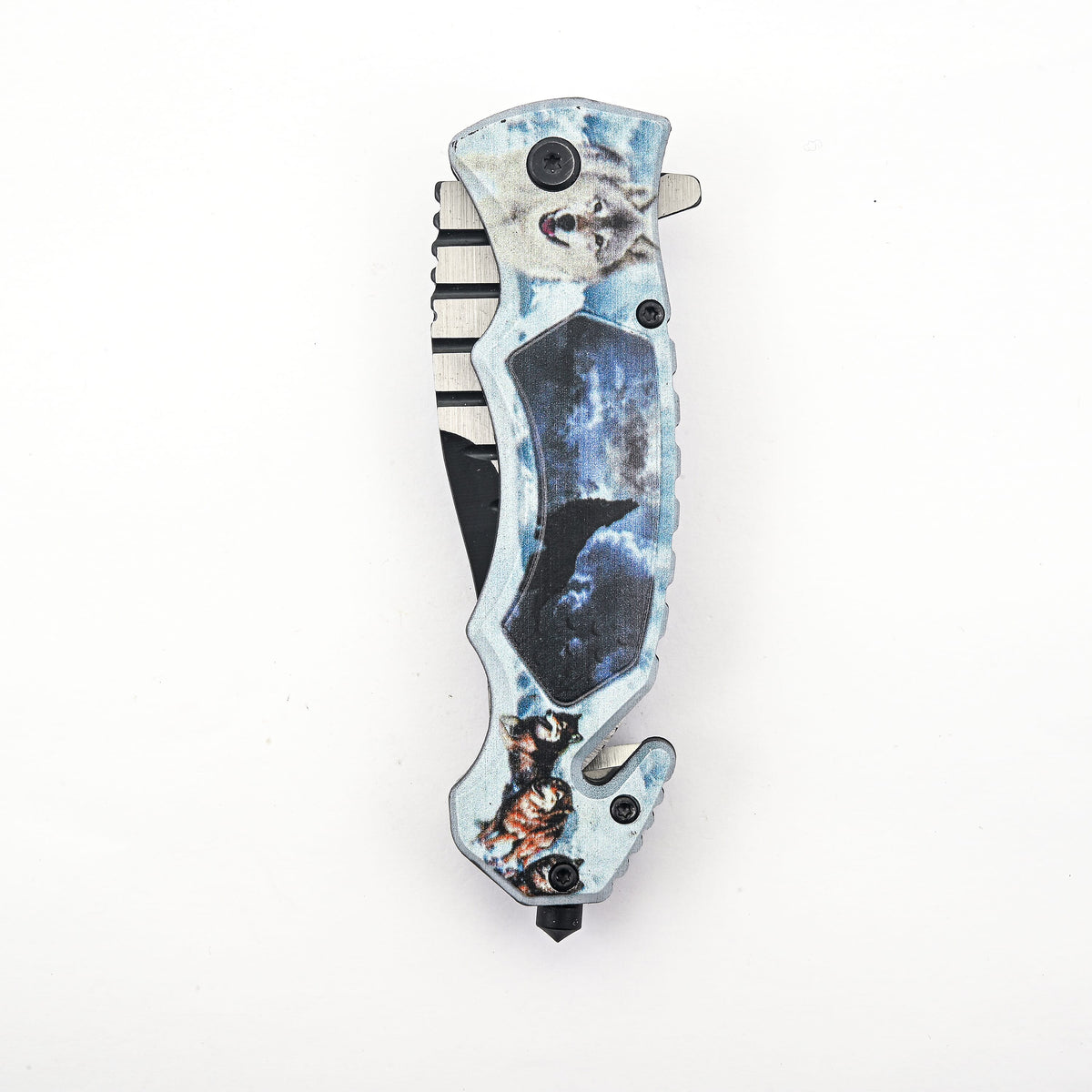 Wolf Pattern Folding Knife