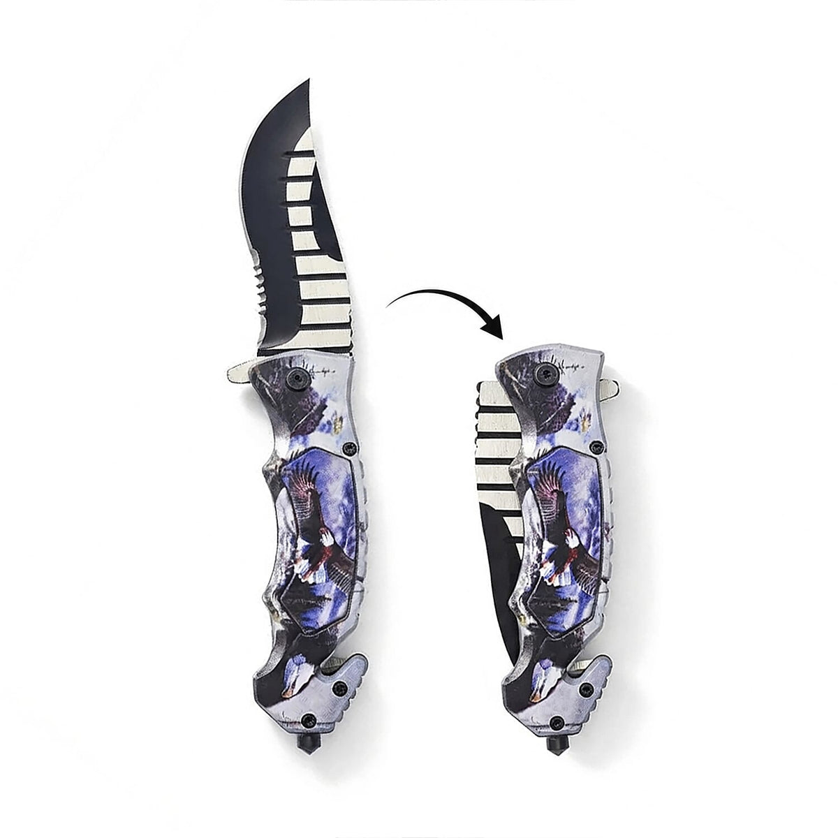 Wolf Pattern Folding Knife
