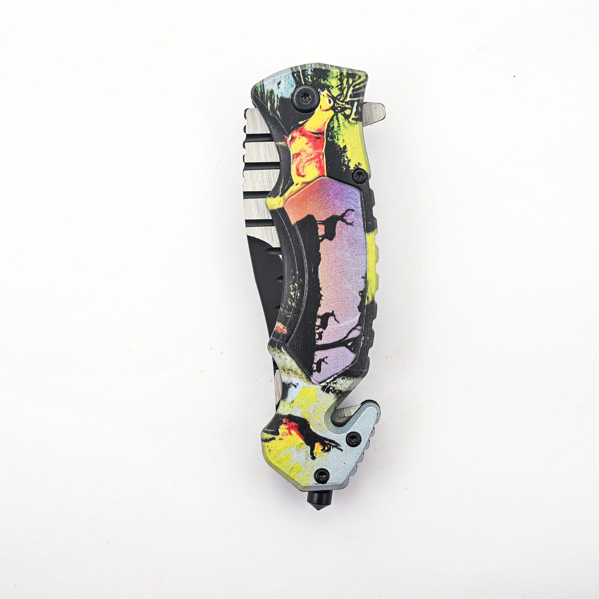 Wolf Pattern Folding Knife