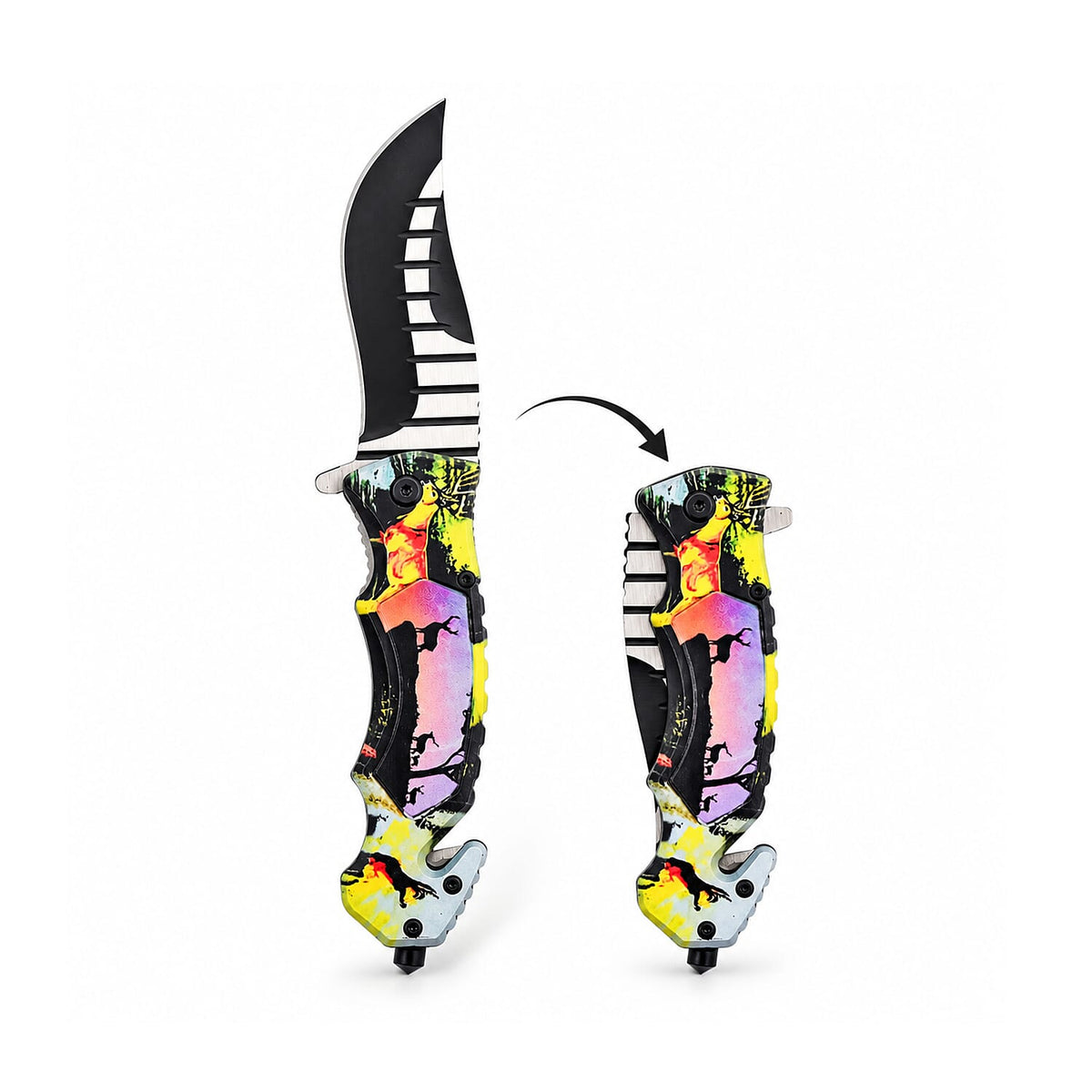 Wolf Pattern Folding Knife