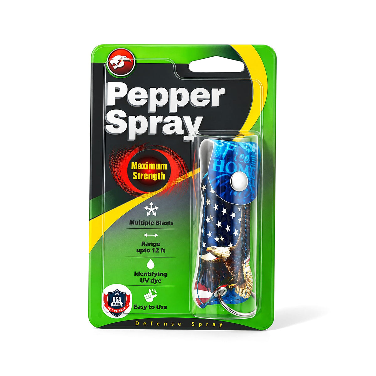 Purple Pepper Spray with Faux Leather Holder and Key Ring
