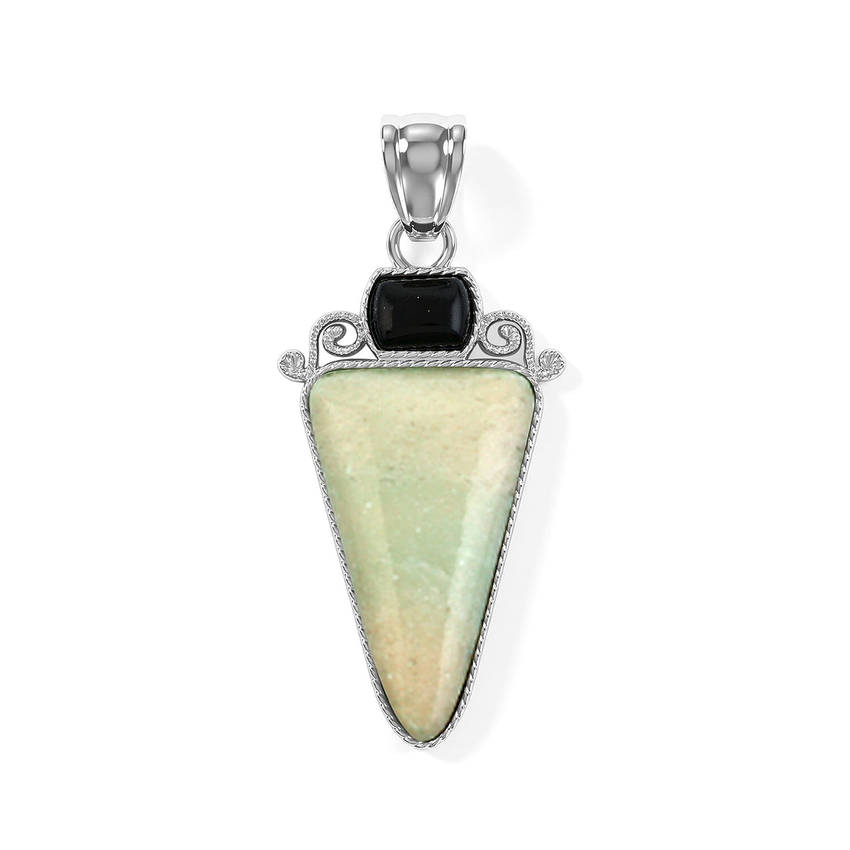 Arrowhead Aquamarine Soutwest and Jade 30.00 ctw Pendant Without Chain in Stainless Steel (Center Stone Varies)