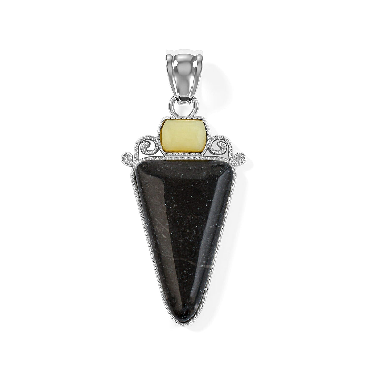 Arrowhead Aquamarine Soutwest and Jade 30.00 ctw Pendant Without Chain in Stainless Steel (Center Stone Varies)