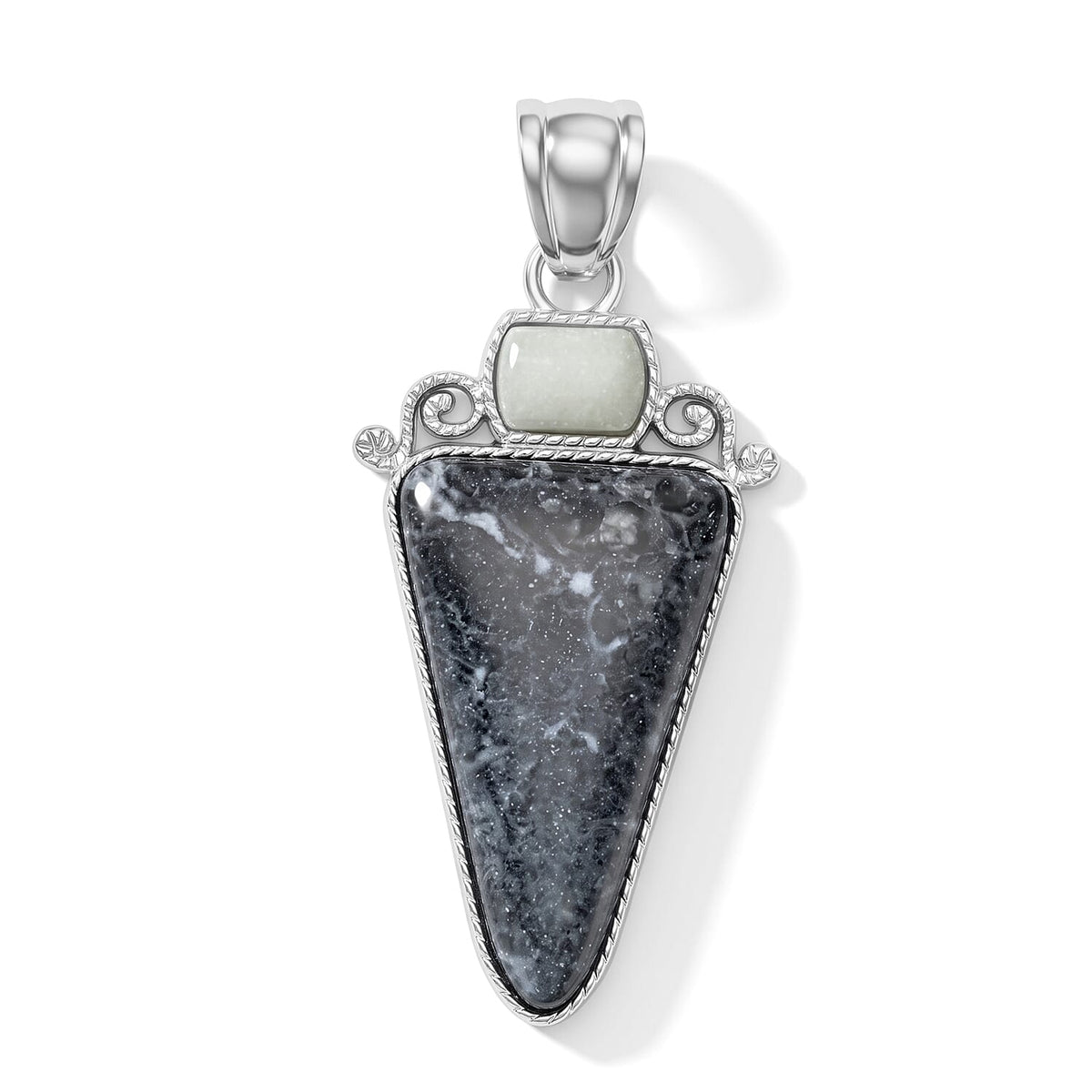 Arrowhead Aquamarine Soutwest and Jade 30.00 ctw Pendant Without Chain in Stainless Steel (Center Stone Varies)