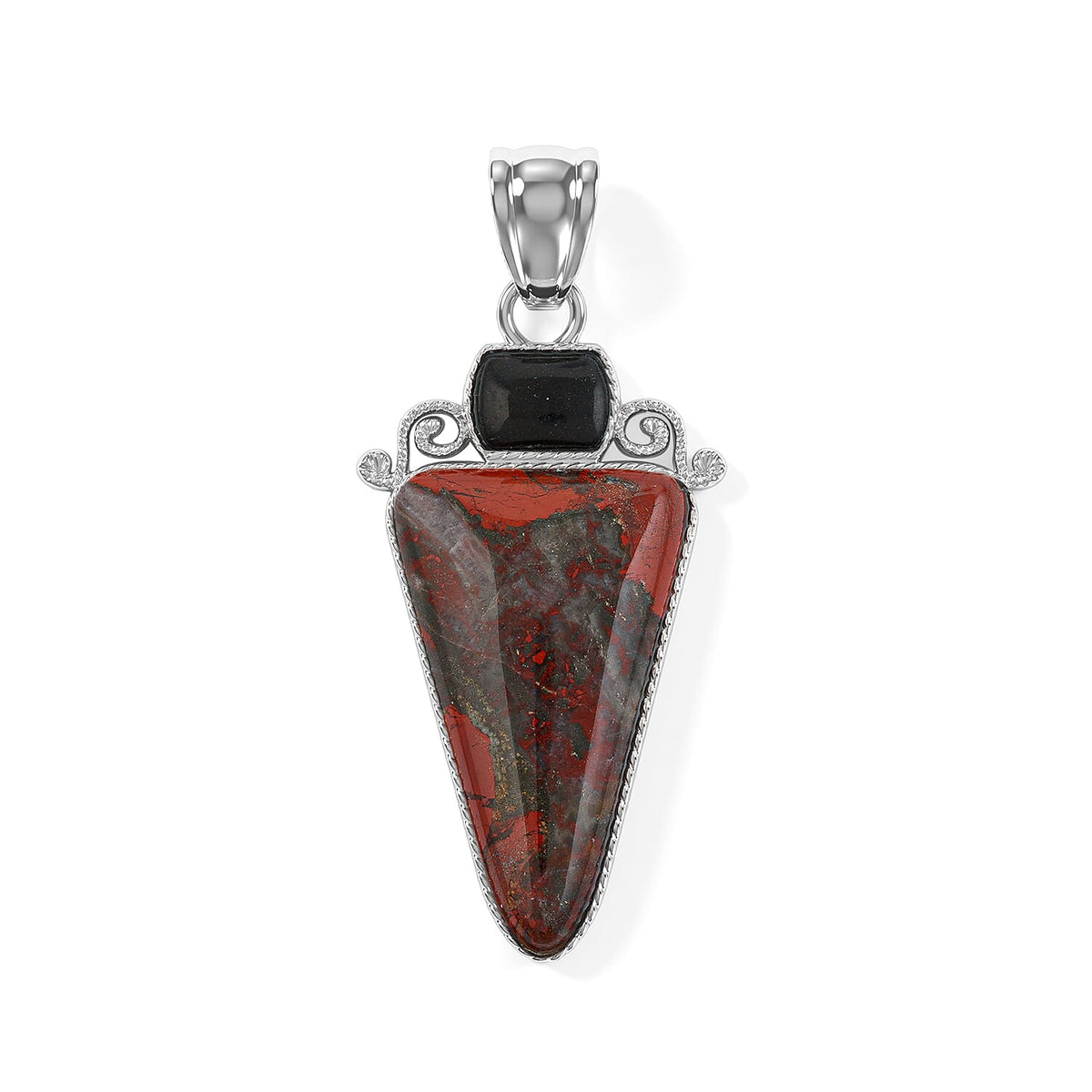 Arrowhead Aquamarine Soutwest and Jade 30.00 ctw Pendant Without Chain in Stainless Steel (Center Stone Varies)