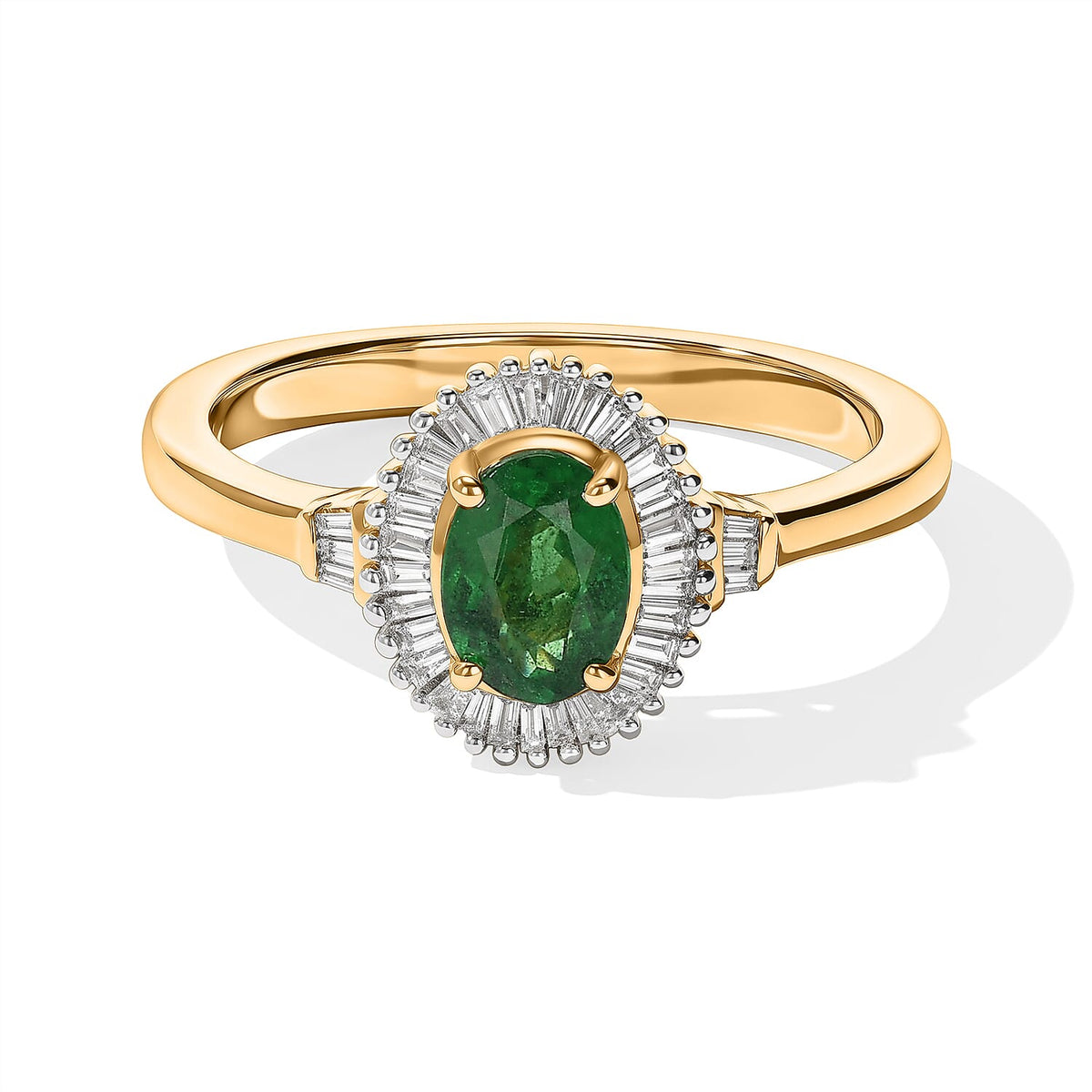 Luxoro 10K Yellow Gold AAA Tsavorite Garnet, Diamond (I2) (0.19 cts) Solitaire Ring (Size 10.0) 1.00 ctw