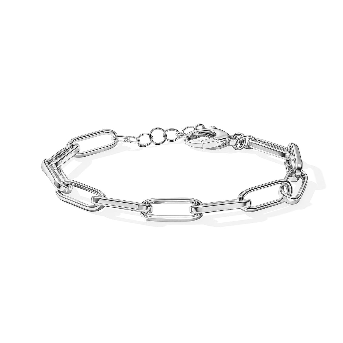 Italian La Bella Paperclip Hollow Chain Bracelet in Sterling Silver (7-8In) 7.2 Grams