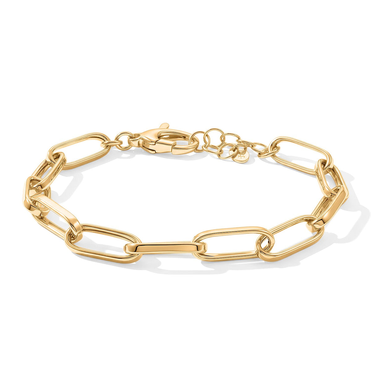 Italian La Bella Paperclip Hollow Chain Bracelet in Sterling Silver (7-8In) 7.2 Grams