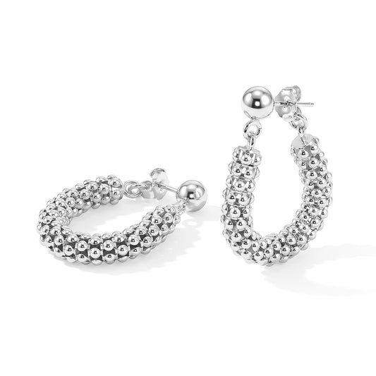La Bella Italian Popcorn Earrings in Sterling Silver 6.17 Grams