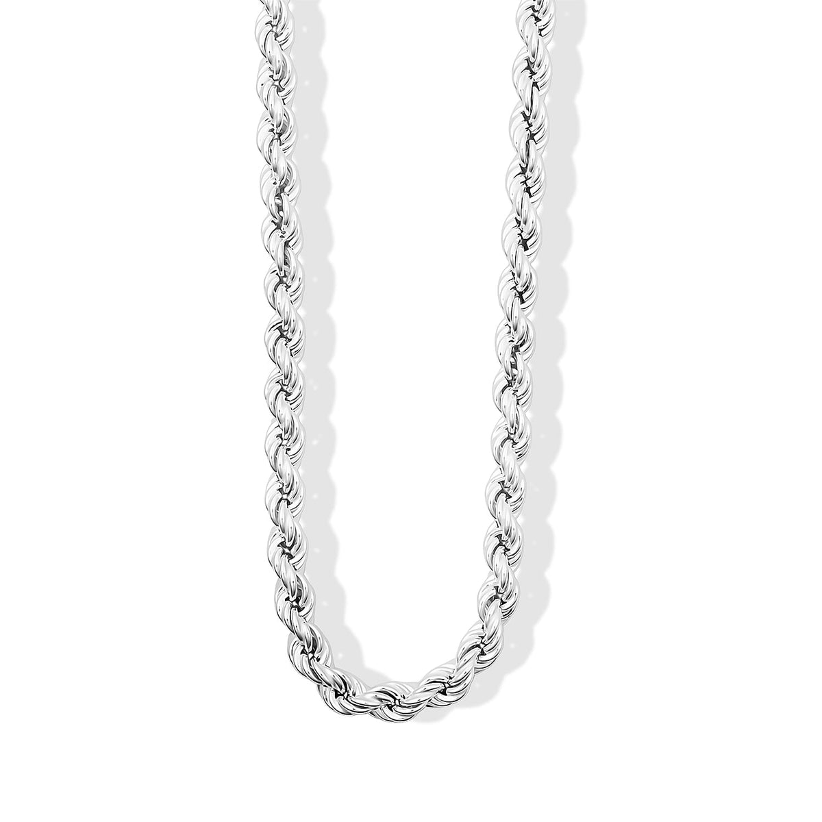 La Bella Italian Hollow Rope Chain Necklace in Sterling Silver (20-22 Inches) 31.34 Grams