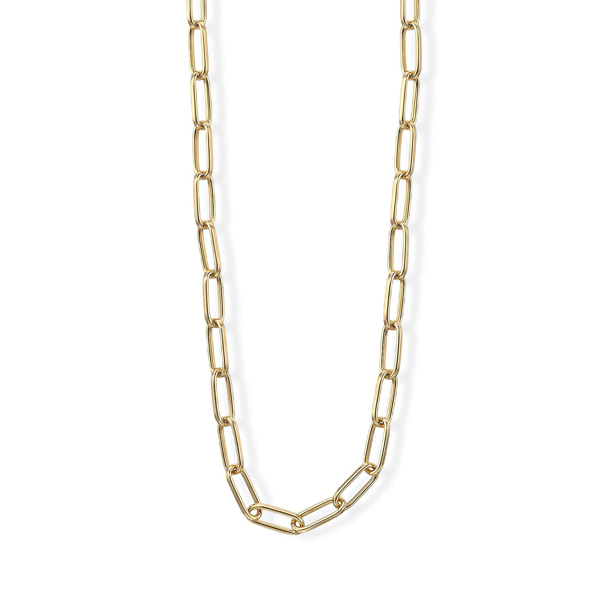 La Bella Italian Paperclip Hollow Chain Necklace in 14K Yellow Gold Over Sterling Silver (20-22 Inches) 17.75 Grams