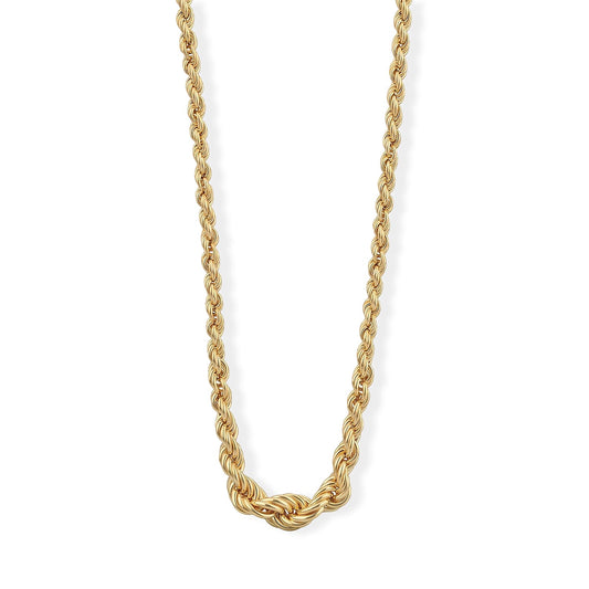 La Bella Italian Hollow Rope Graduated Chain Necklace in 14K YG Over Sterling Silver (20-22 Inches) 22.70 Grams