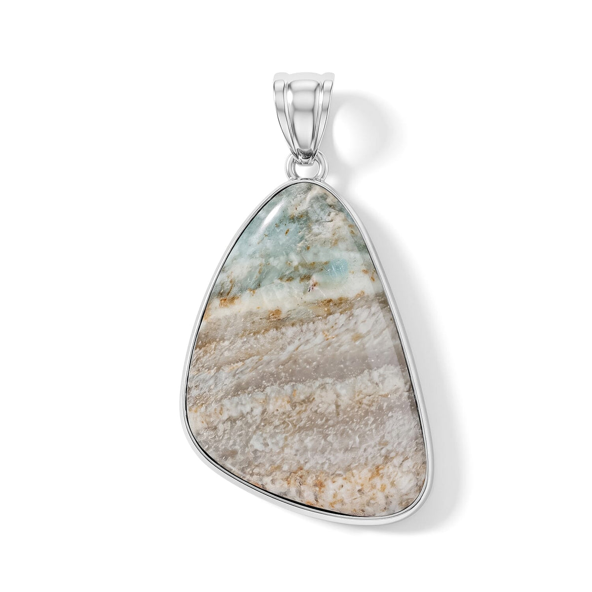 Aquamarine 75.00 ctw Freeform Pendant without Chain in Stainless Steel