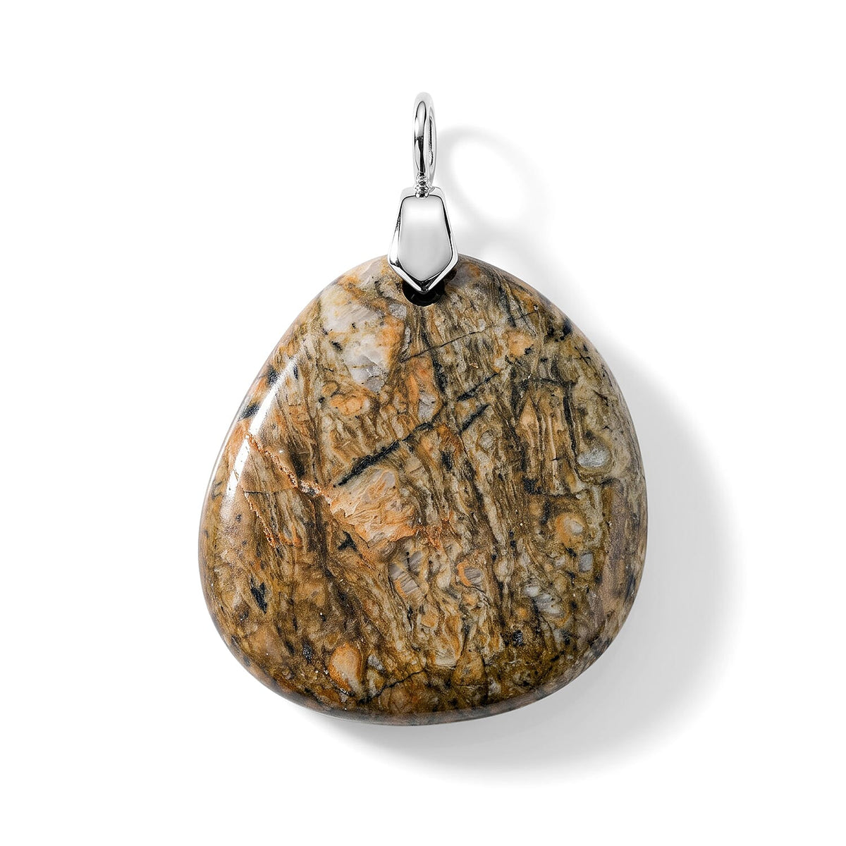 Dragon Bloodstone 114.50 ctw Freeform Pendant without Chain in Stainless Steel
