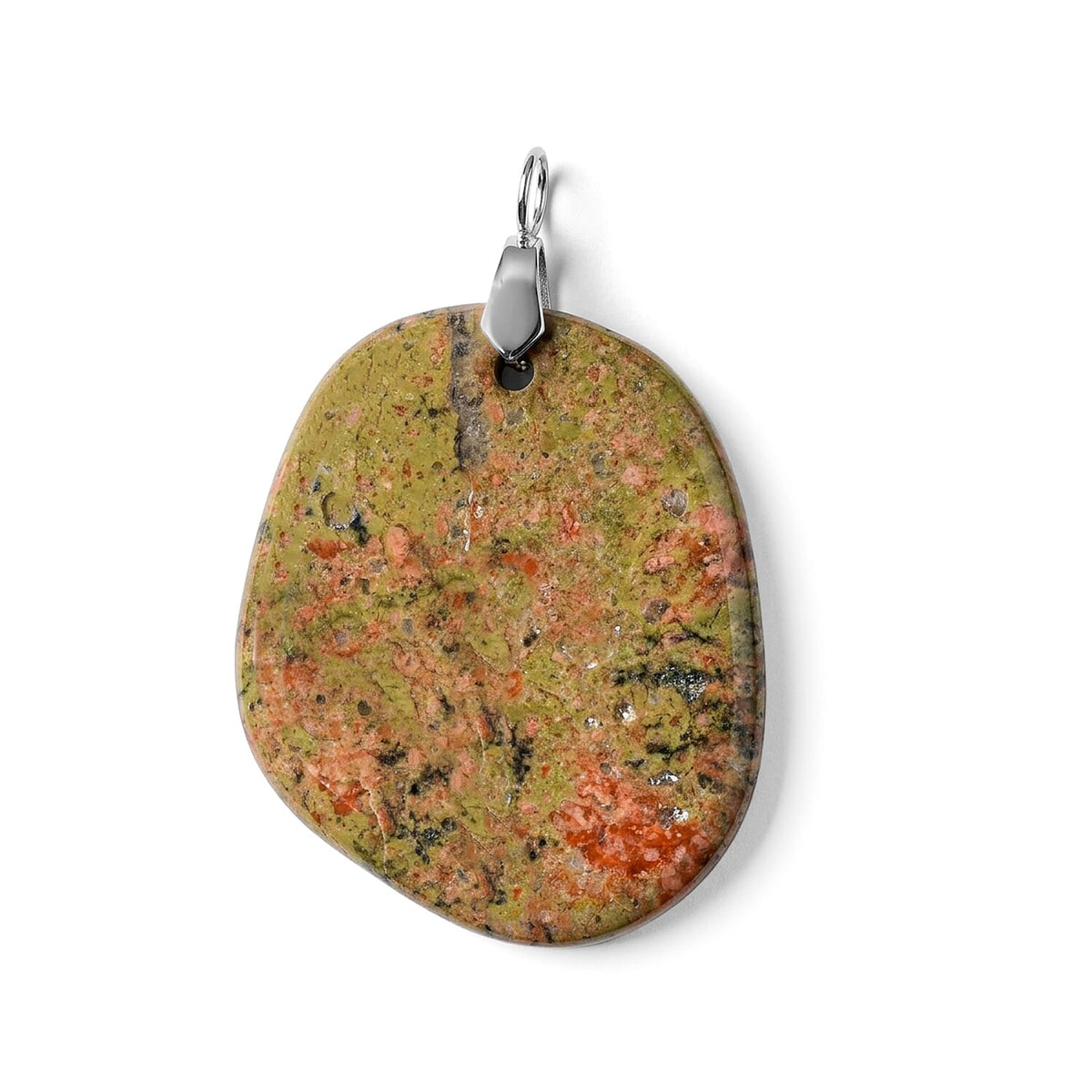Green Aventurine 66.50 ctw Freeform Pendant without Chain in Stainless Steel