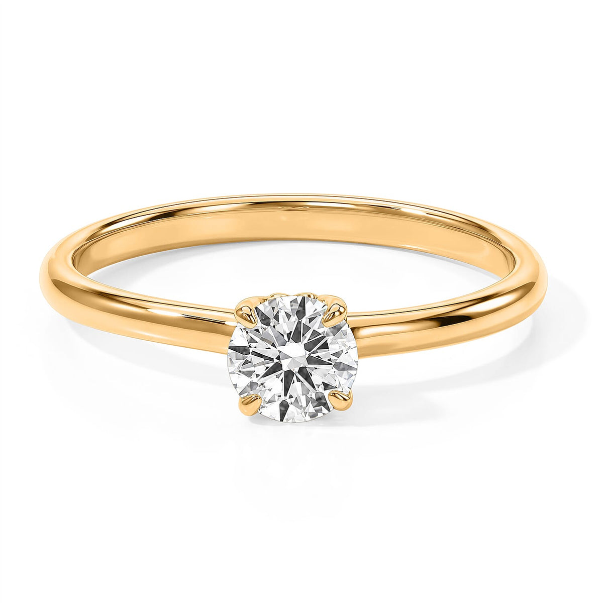 14K Yellow Gold Luxuriant Lab Grown Diamond (E-F, VS) Solitaire Featherlight Comfort Band Ring 0.50 ctw (Size 10.00)