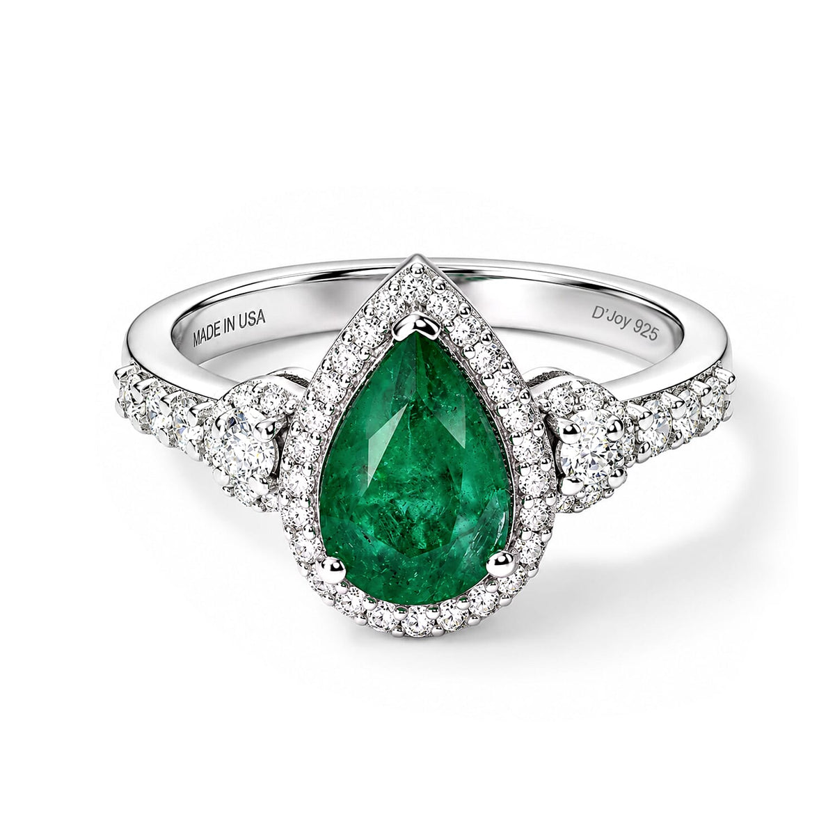 D''Joy AAA Kagem Zambian Emerald and Moissanite 1.85 ctw Ring in Rhodium Over Sterling Silver (Size 7.0)
