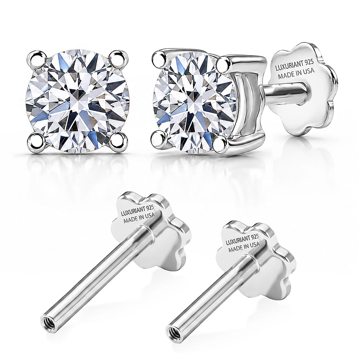 Luxuriant Lab Grown Diamond  Earring in Rhodium OverSterling Silver 2.00 ctw