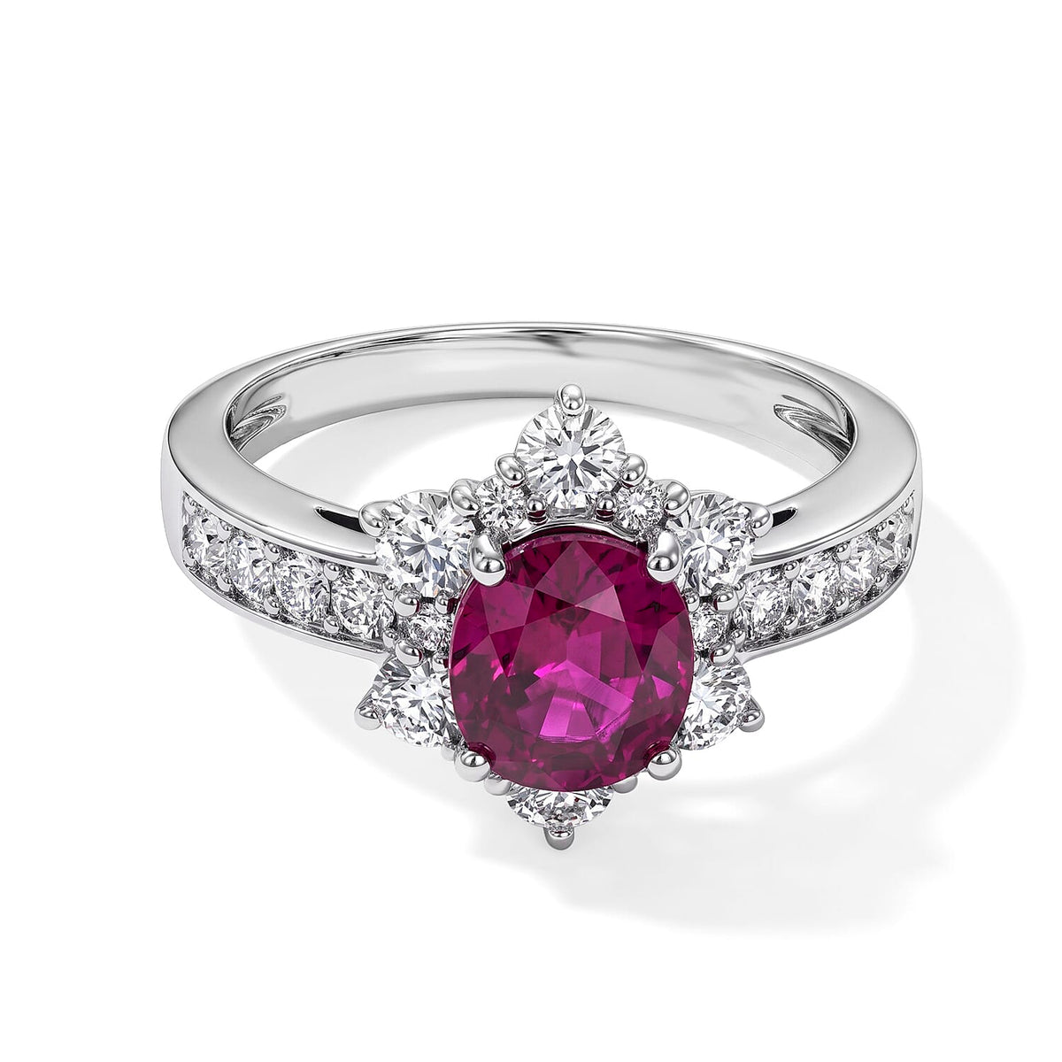 900 White Platinum AAAA Ruby, White Diamond (SI) Ring (Size 6.0) (4.90 g) 2.70 ctw