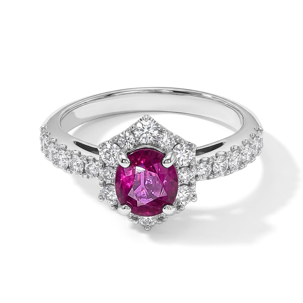 900 White Platinum AAAA Ruby and White Diamond (SI) Ring (Size 6.0) (5.20 g) 1.70 ctw