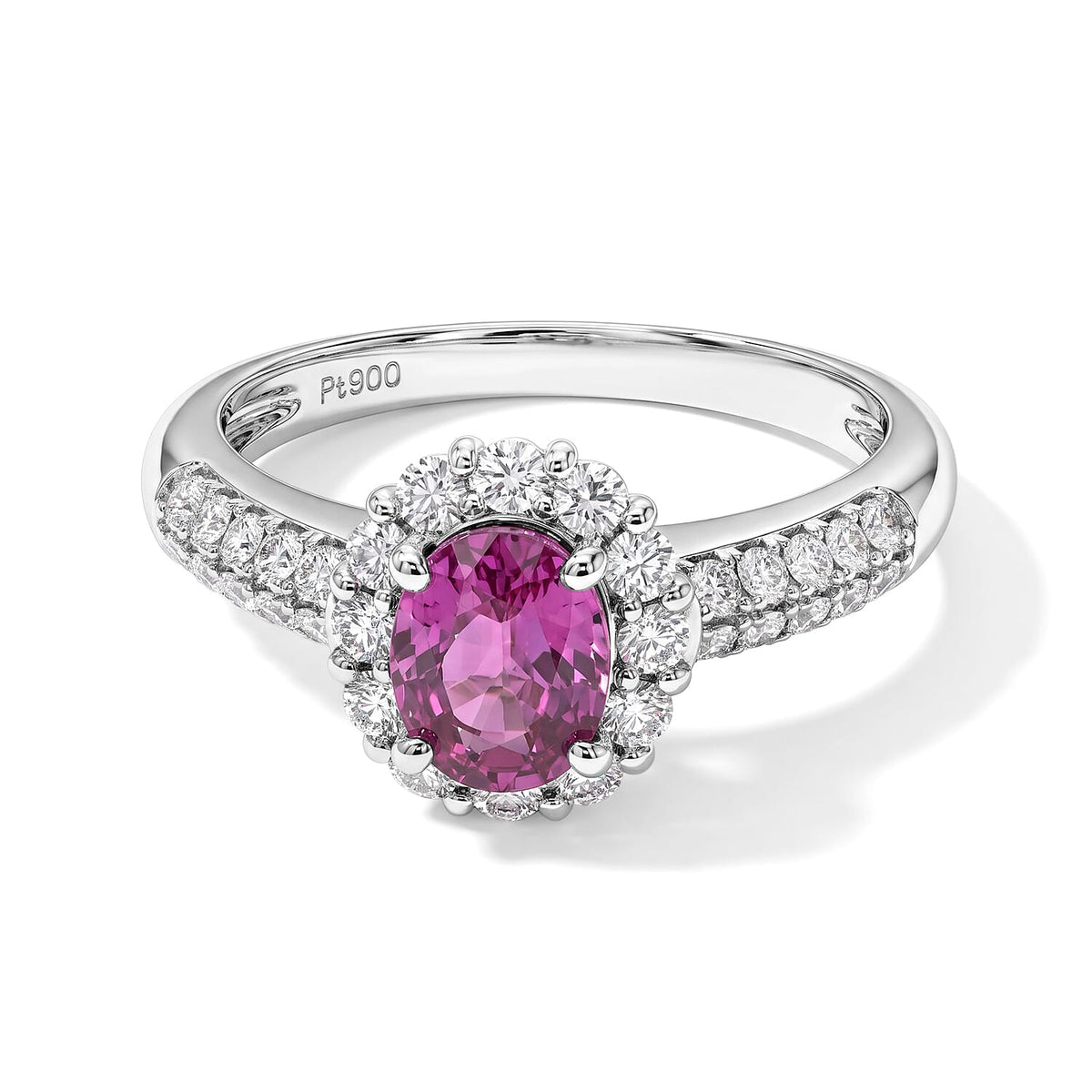 900 White Platinum AAAA Madagascar Pink Sapphire, White Diamond (SI) Ring (Size 6.5) (5.50 g) 1.70 ctw