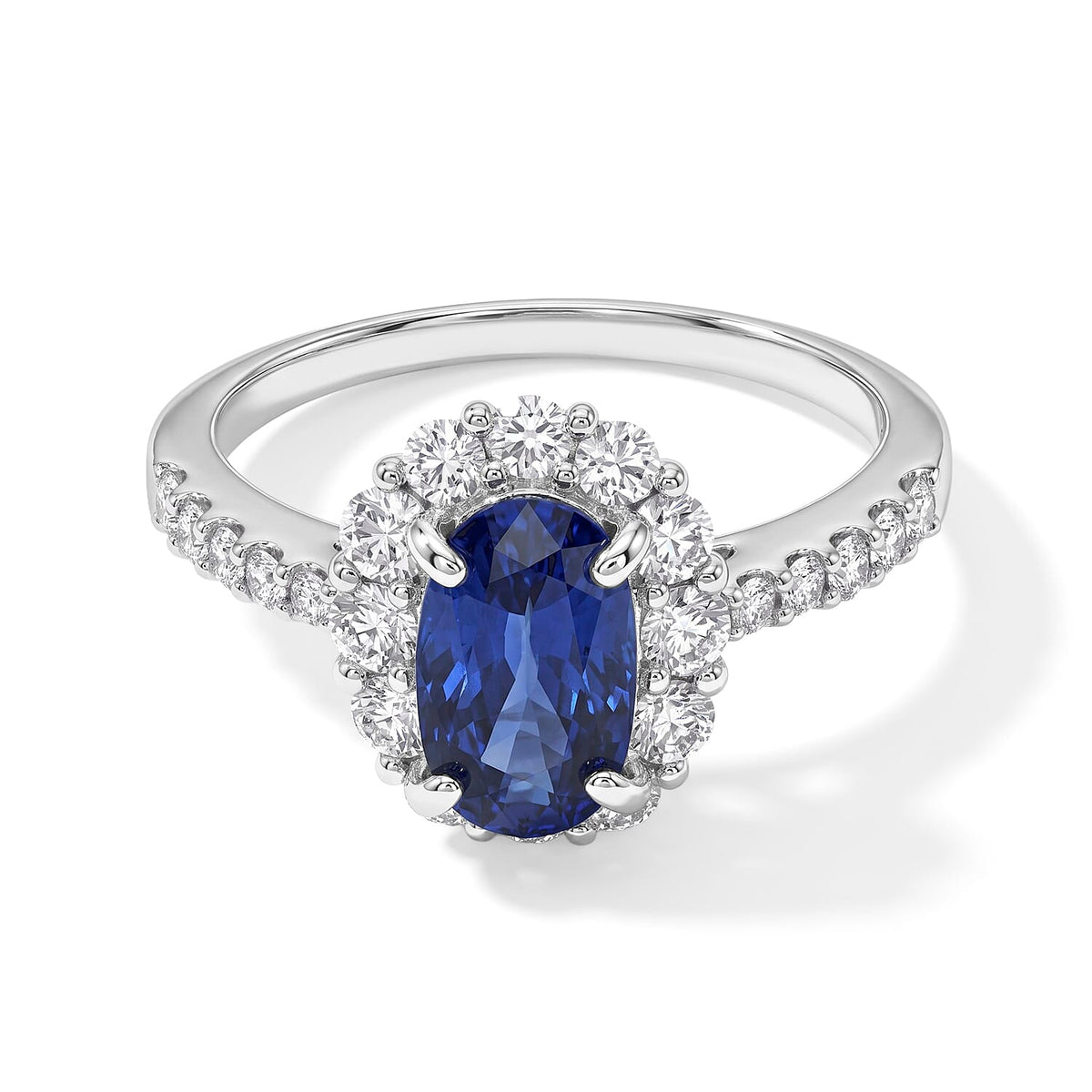 900 White Platinum AAAA Kanchanaburi Blue Sapphire, White Diamond (SI) Ring (Size 6.5) (5.10 g) 3.20 ctw