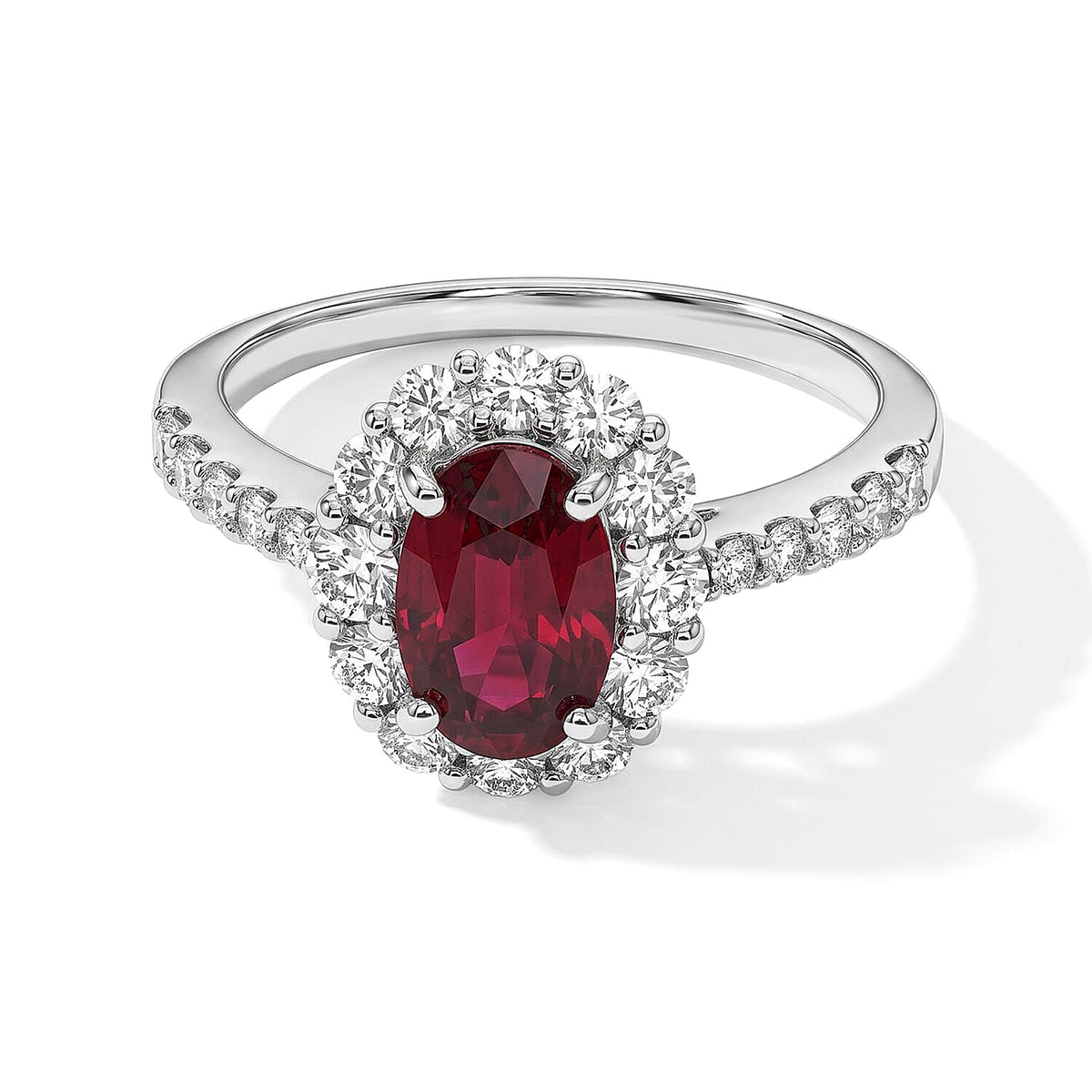 900 Platinum AAAA Ruby, White Diamond (SI) Ring (Size 6.5) (5.10 g) 2.00 ctw