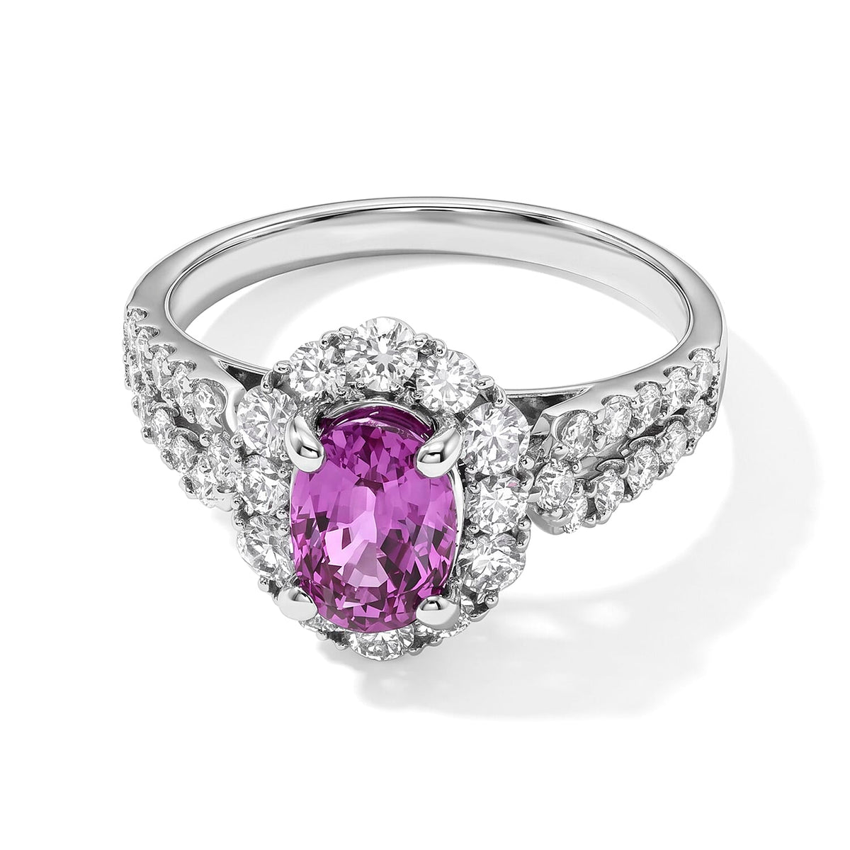 900 White Platinum AAAA Madagascar Pink Sapphire, White Diamond (SI) Ring (Size 6.5) (5.60 g) 2.90 ctw