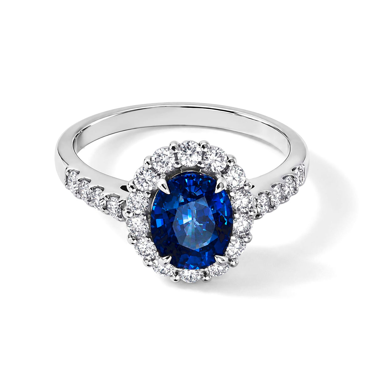 900 White Platinum AAAA Kanchanaburi Blue Sapphire, White Diamond (SI) Ring (Size 6.5) (4.10 g) 2.30 ctw