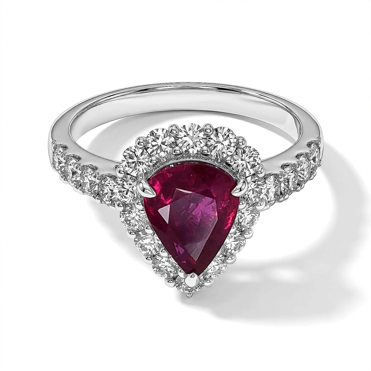 900 White Platinum AAAA Madagascar Ruby, White Diamond (SI) Ring (Size 6.5) (5.00 g) 2.85 ctw