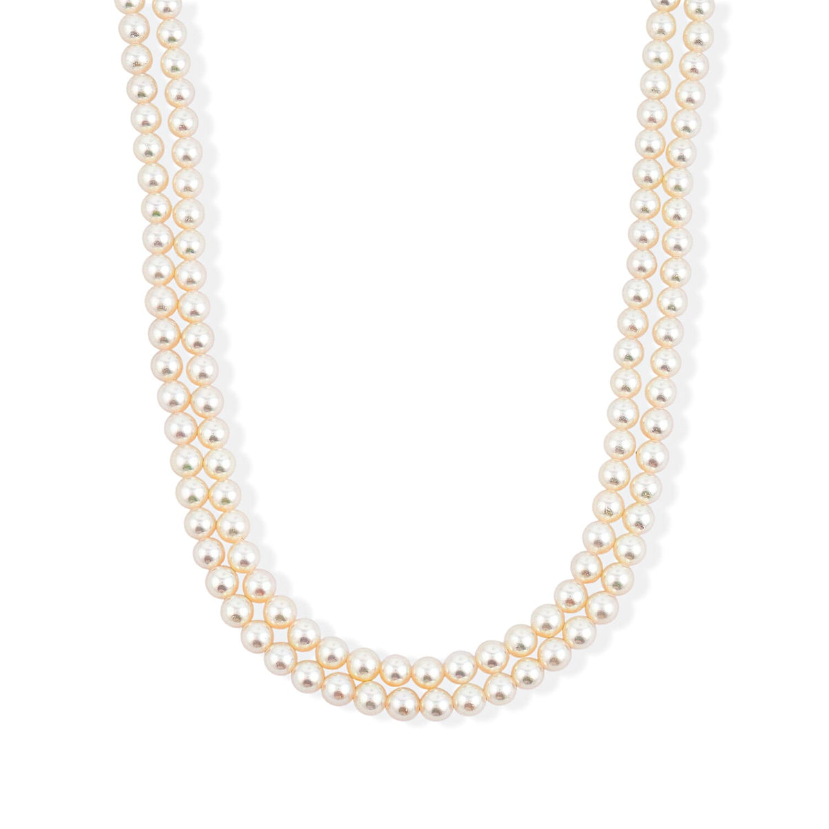 Japanese Pearl Two Row Necklace in Sterling Silver 16 Inches