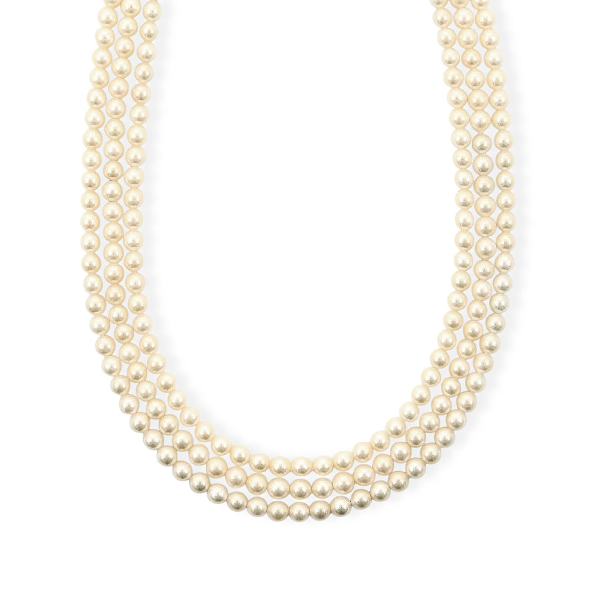 Japanese Akoya Pearl Three Row Necklace in Sterling Silver 18 Inches