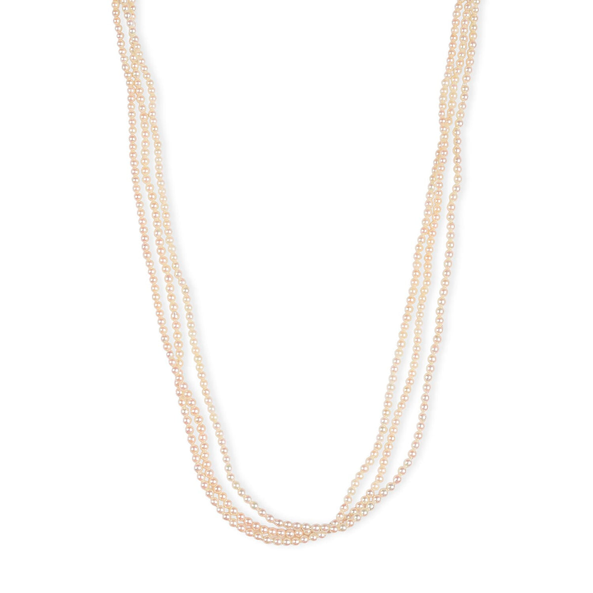 Japanese Akoya Pearl Three Row Necklace in Sterling Silver 19 Inches