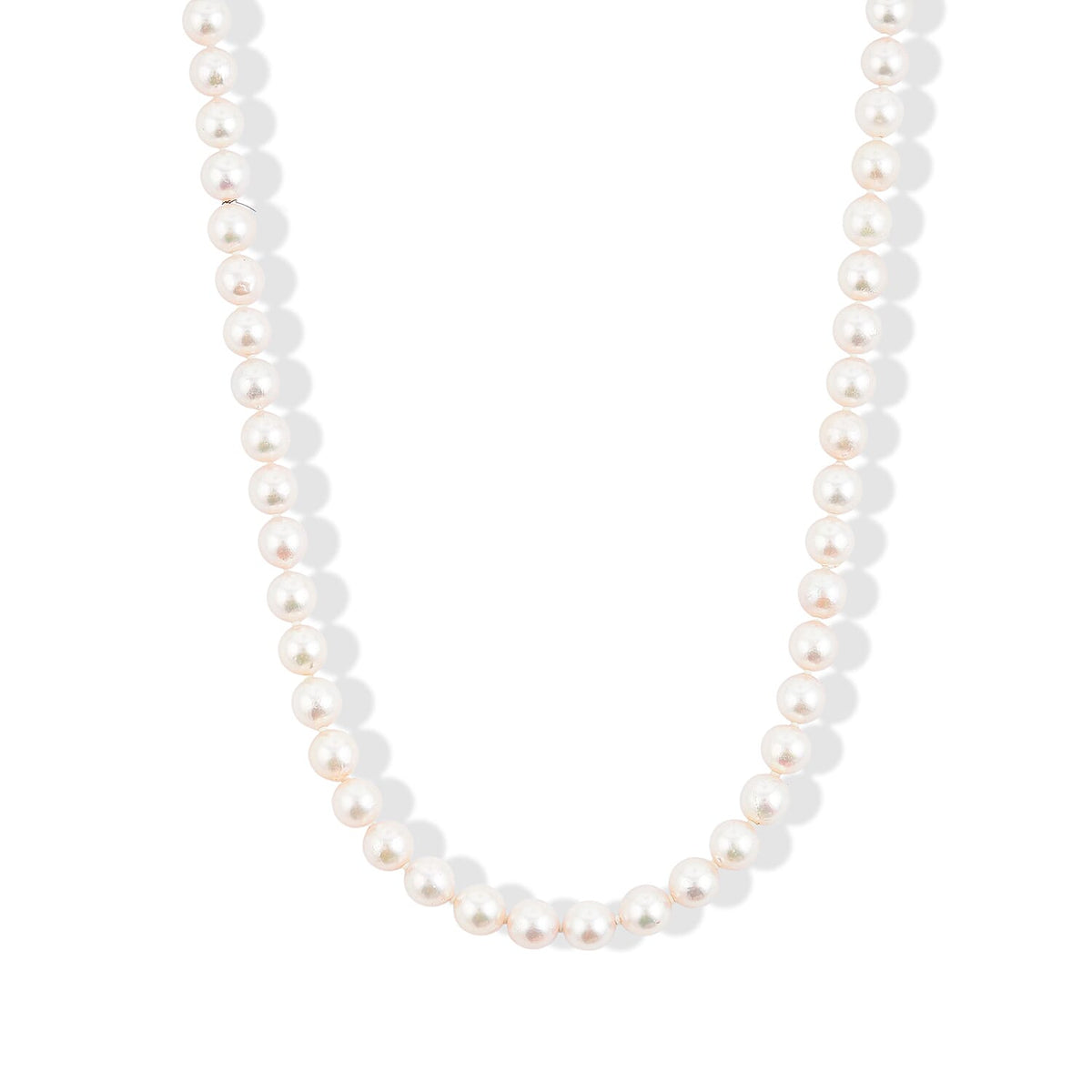 Japanese Akoya Pearl Necklace in Sterling Silver 35 Inches