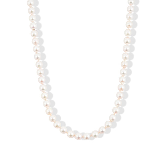 Japanese Akoya Pearl Necklace in Sterling Silver 35 Inches
