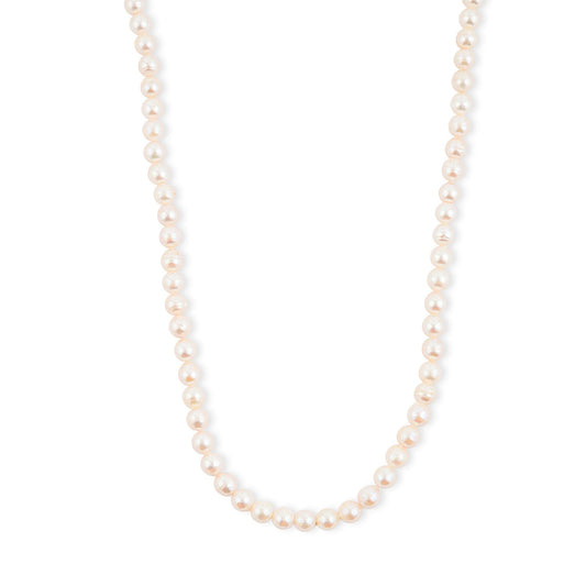 Japanese Akoya Pearl Sterling Silver Necklace in 48 Inch