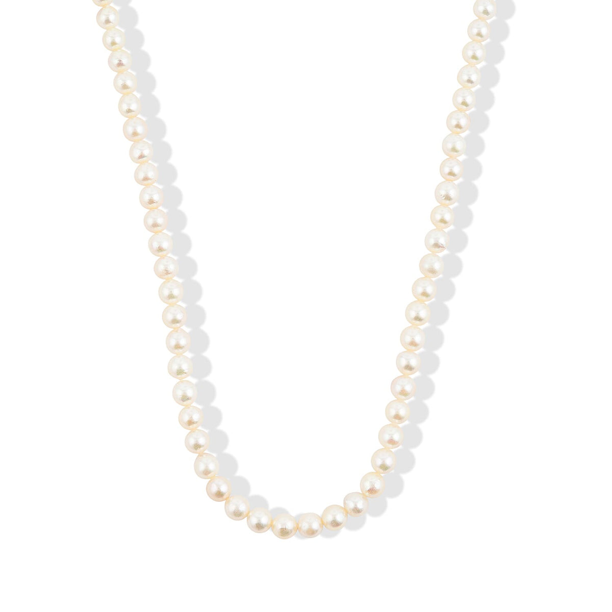 Japanese Akoya Pearl Necklace in Sterling Silver 30 Inches