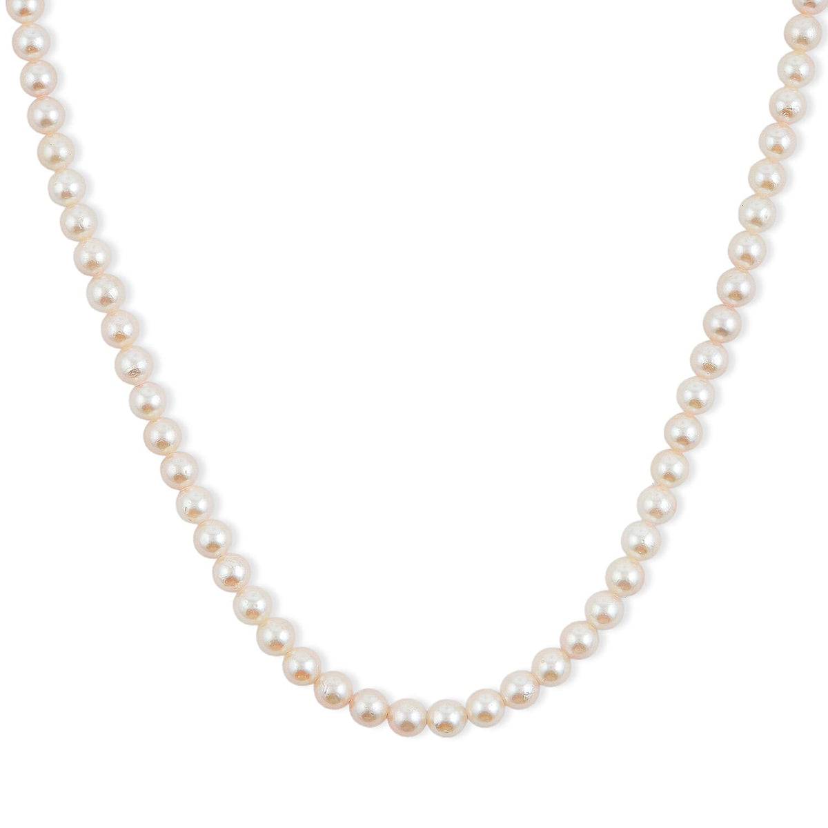 Japanese Akoya Pearl Necklace in Sterling Silver 50 Inches
