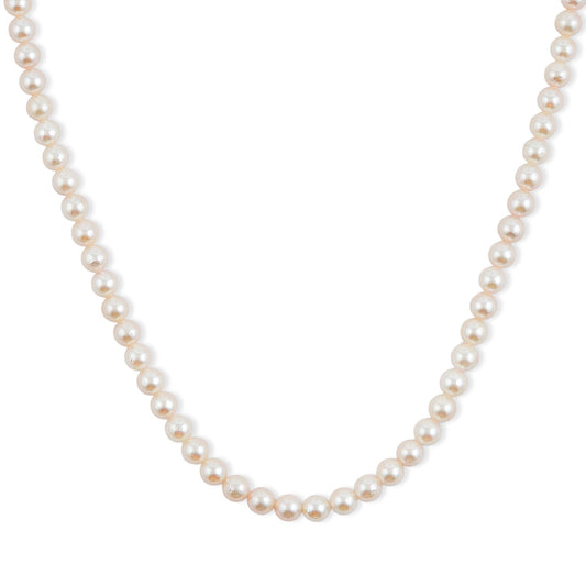Japanese Akoya Pearl Necklace in Sterling Silver 50 Inches