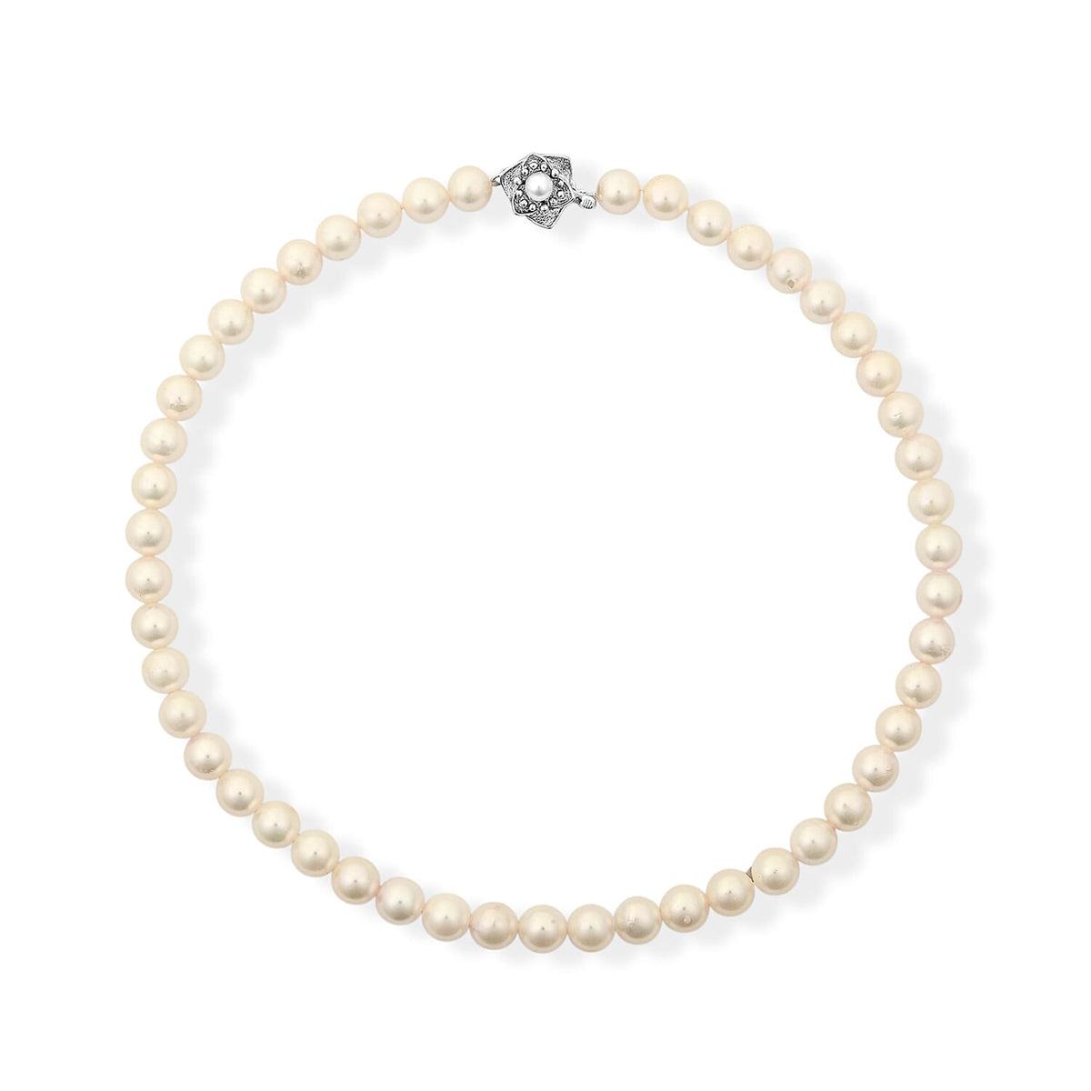 17 Inches Japanese Akoya Pearl Necklace in Sterling Silver