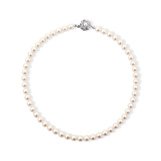 (17 Inches) Japanese Akoya Pearl Necklace in Sterling Silver