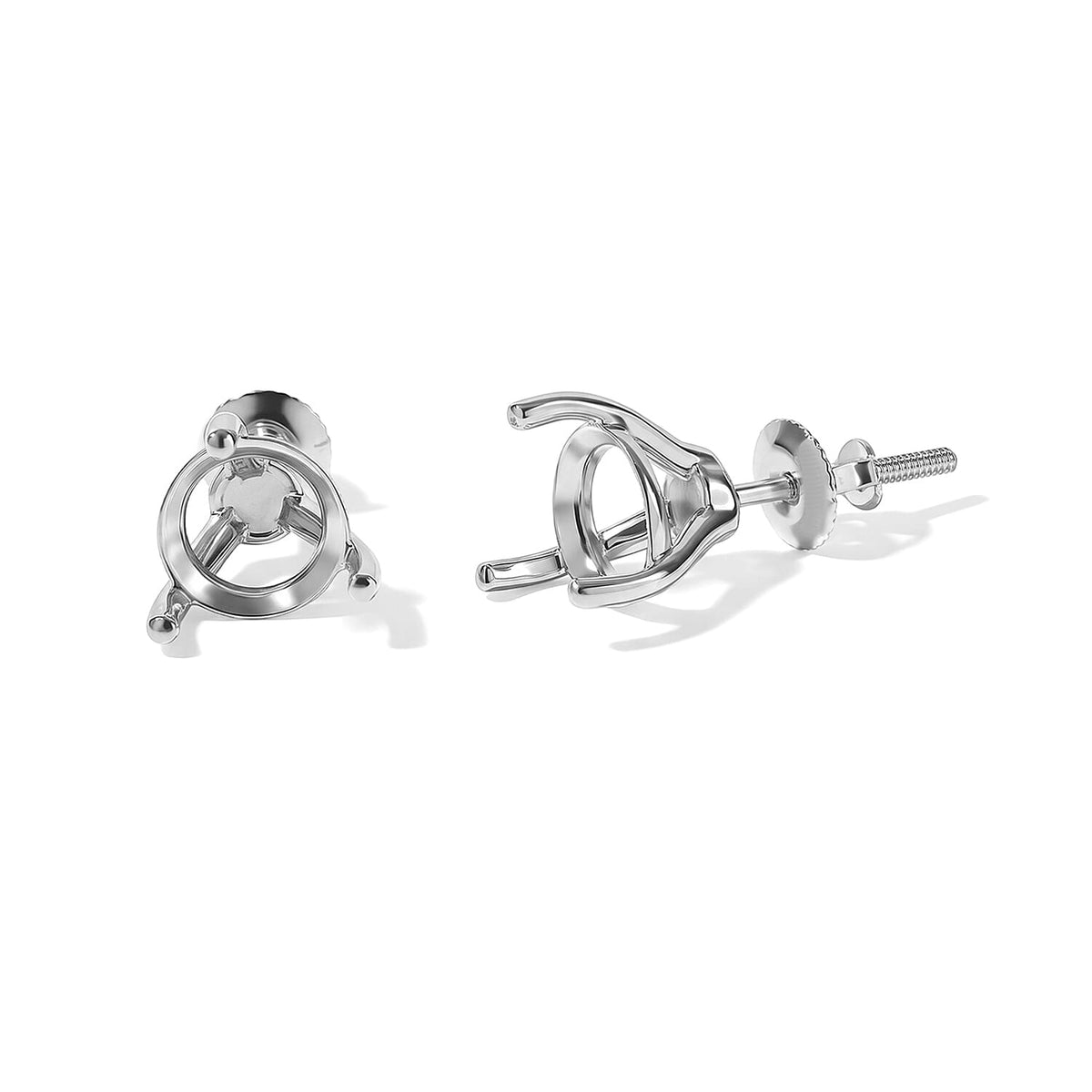 Solitaire Stud Push Post Earrings in 10K White Gold 1.20 Grams